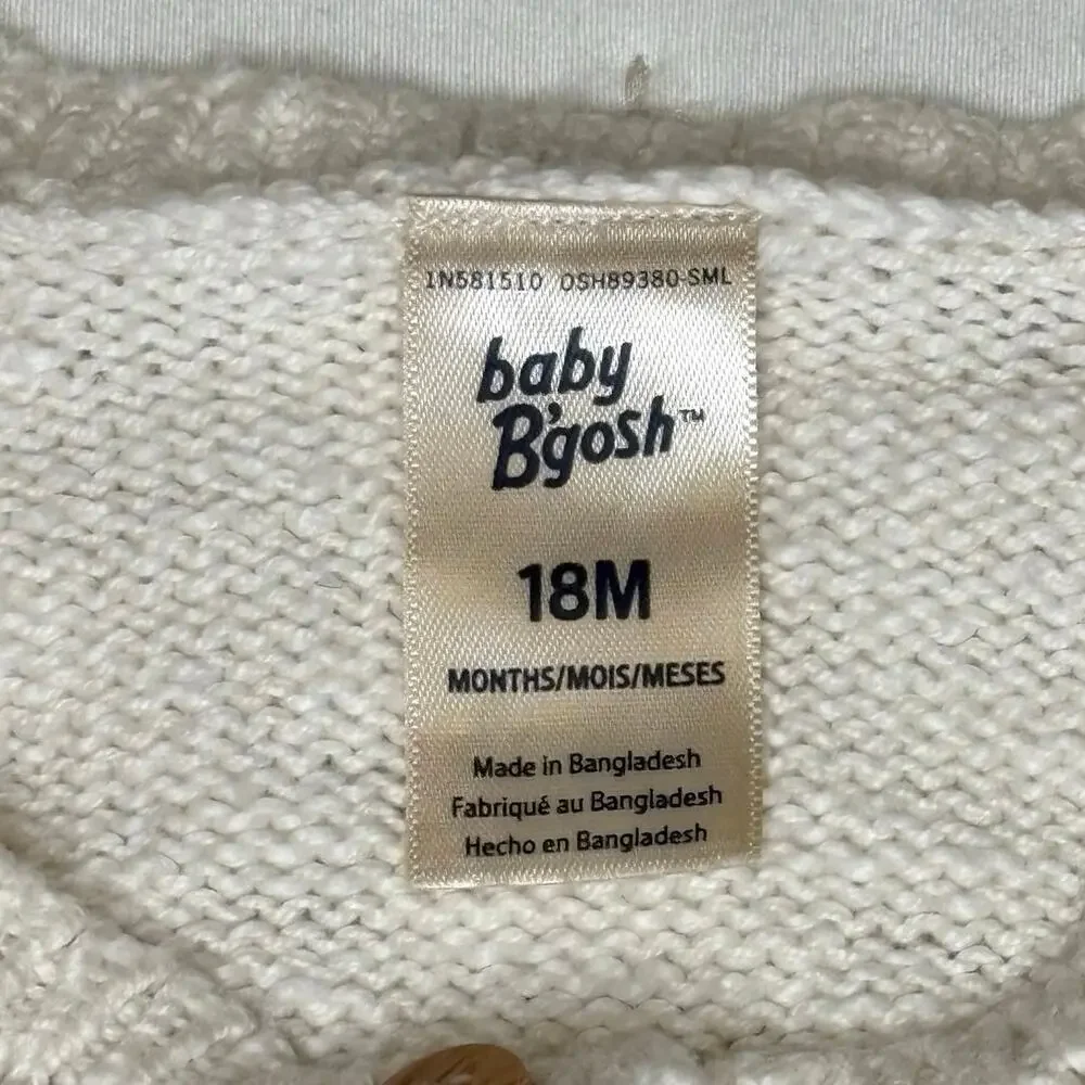 Baby B’Gosh Pointelle Cardigan Sweater Girls 18M Ecru Knit Button Cotton
